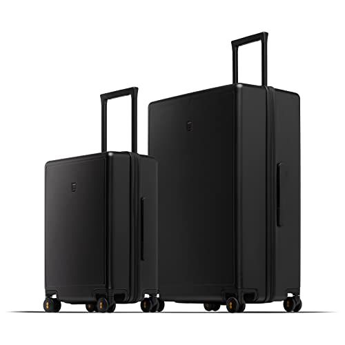 LEVEL8 Elegance Matte Luggage Set,Lightweight Hardside Suitcase With Spinner Wheels,TSA Lock,2-Piece Set(Black, 20/28-Inch)