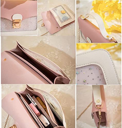 Girls Chain Shoulder Bag,Princess Bag,Chain Handbags,Chain Detachable Three-Layer Mezzanine Shoulder Bag for Little Girls Gift Idea Birthday Christmas(Stars Pink)