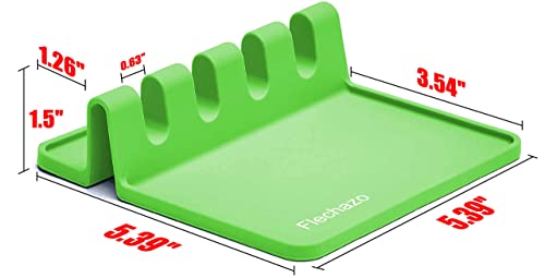 Silicone kitchenware mat-multi-spoon rack for kitchen countertops, cutlery rack with drip pad, suitable for cooking utensils such as barbecue tongs, spoons, etc., essential for party kitchens (green)