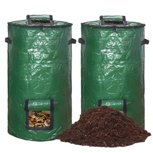 mylifeunit compost bin bags, reusable yard waste bags, 34 gallon (2 pack)