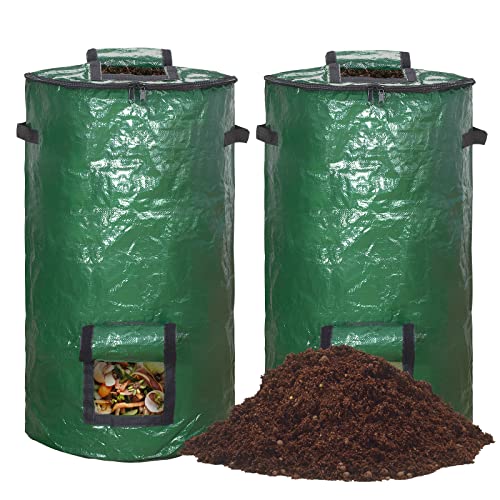 MyLifeUNIT Compost Bin Bags, Reusable Yard Waste Bags, 34 Gallon (2 Pack)