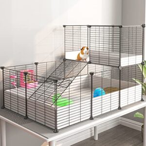 eiiel guinea pig cage,indoor habitat cage with waterproof plastic bottom,playpen for small pet bunny, turtle, hamster