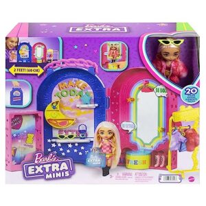 Barbie Extra Minis Doll and Fashion Playset with 15+ Pieces, Boutique with Small Doll, Clothes and Accessories