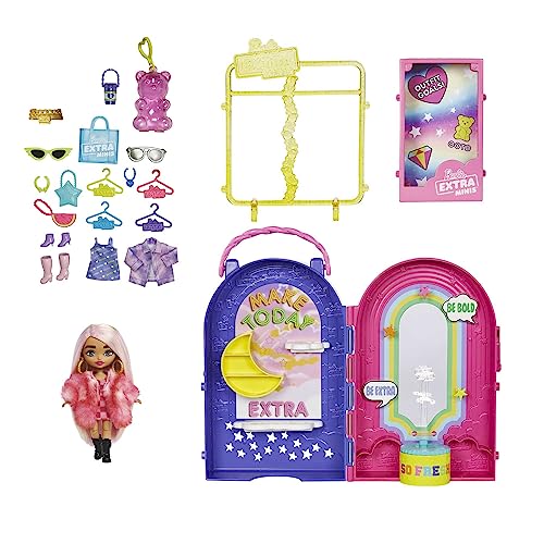 Barbie Extra Minis Doll and Fashion Playset with 15+ Pieces, Boutique with Small Doll, Clothes and Accessories