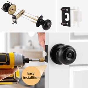 Probrico (6 Pack Interior Door Knobs Matte Black Finish Door Lever with Lock, Standard Door Hardware, Indoor Door Handles Keyless, Privacy Door Lock Knob for Bedroom/Bathroom Flat Ball Knobs