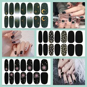 WOKOTO 12 Sheets 168 Pieces Black Nail Polish Stickers Full Nail Wraps for Women Nails Black Gradient Marble Design Gel Nail Strips Stick On Nail Polish Strips Full Nail Stickers Gel Nail Wraps