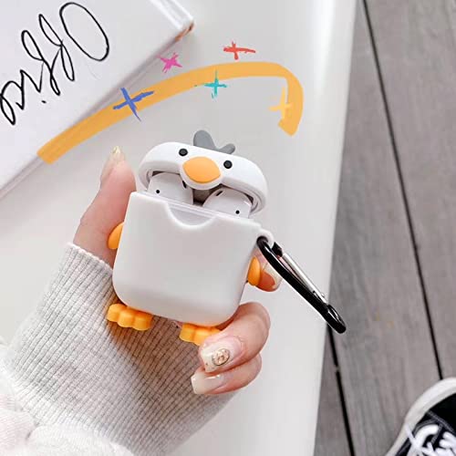 Cute Airpods 1&2 Case Cover, 3 Pack Boba Tea Cow 3D Cartoon Funny Character Kawaii Cute Airpod Case, Soft Silicone Case for Airpods 1/2 with Keychain for Women Girls Kids - Cow+Avocado+Lovely Chick