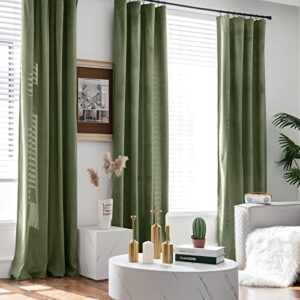 COLLACT Velvet Curtains 108 Inches Long 2 Panels Set Room Darkening Sage Green Curtains for Living Room Window Treatments Thermal Insulated Curtains Super Soft Luxury Drapes for Bedroom Rod Pocket