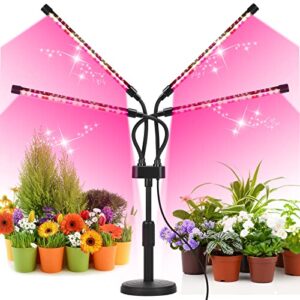 grow lights for indoor plants, four head led grow light with full spectrum & red white spectrum for indoor plant growing lamp, adjustable gooseneck, suitable for plants growth