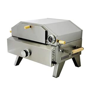 portable outdoor 430 stainless steel propane bbq gas grill + pizza oven combo