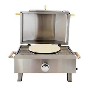 Portable Outdoor 430 Stainless Steel Propane BBQ Gas Grill + Pizza Oven Combo