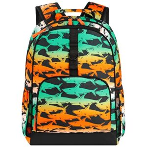 Choco Mocha Hawaii Shark Backpack for Boys Backpacks for Elementary School Backpack for Kids Backpack Boys 17 inch Backpack for Boys Shark Bookbag with Chest Strap 5-7 6-8 School Bag 2nd 3rd Grade