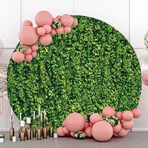 Renaiss 6x6ft Green Leaves Round Backdrop Covers for Photoshoot Man Woman Portrait Foliage Wall Circle Photography Background Wedding Baby Shower Newborn Birthday Party Decor Photo Booth Props