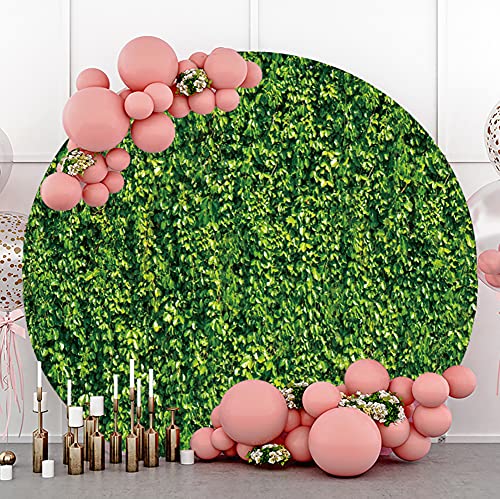 Renaiss 6x6ft Green Leaves Round Backdrop Covers for Photoshoot Man Woman Portrait Foliage Wall Circle Photography Background Wedding Baby Shower Newborn Birthday Party Decor Photo Booth Props