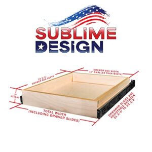 Sublime Design | Pull Out Tray | Side Mount | Baltic Birch Drawer for Kitchen Cabinets | Slide Out Shelves | Roll Out Cabinet Organizer (33" Wide)