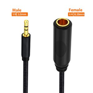 WISYIFIL 1/4 to 3.5mm Headphone Cable Adapter,TRS 6.35mm Female to 3.5mm Male 1/8 to 1/4 Stereo Audio Adapter,for Headphone, Amplifiers, Guitar, Amp etc. Nylon Braided Cable 1ft (30cm)