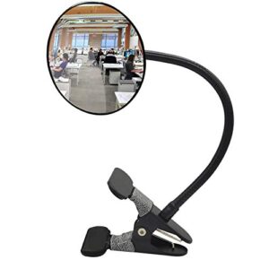 ampper glass clip on rear view cubicle mirror, flexible convex security mirror for personal safety desk rearview monitors or anywhere (3.75", round)