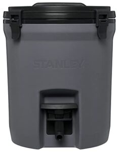stanley adventure water jug, 2 gallon camping water container with spigot, leakproof bpa-free beverage cooler with double wall foam, charcoal, outdoor and camping essentials