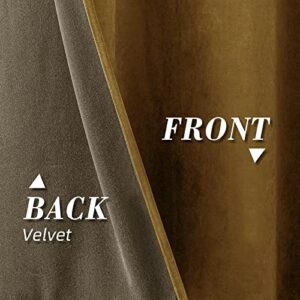 Z&H Home Gold Velvet Curtains 63 Inch Length Blackout Thermal Insulated Curtains Darkening Drapes with Grommet Top for Living Room Set of 2 Panels