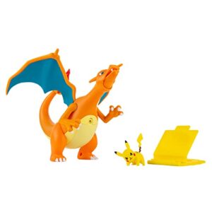 Pokemon Charizard 7-inch Deluxe Feature Figure - Interactive Plus 2-inch Pikachu with Launcher