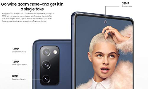 SAMSUNG Galaxy S20 FE 5G (128GB, 6GB) 6.5" AMOLED, Snapdragon 865, IP68 Water Resistant, 4G Volte Fully Unlocked (T-Mobile, AT&T, Verizon, Global) G781W International (w/Fast Wireless Charger, Navy)