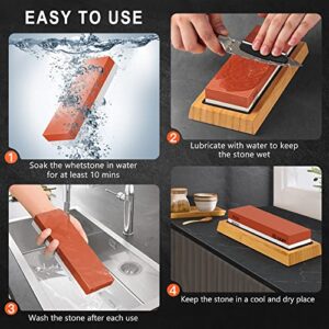 9PCS Knife Sharpening Stones, UUP Whetstone Sharpener Kit with Premium 4 Sides 400/1000 3000/8000 Grit Wet Stone Set, Leather Strop, Angle Guide, Flattening Stone, Gloves, Honing Guide for Knives