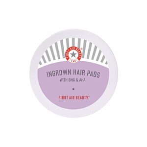 first aid beauty ingrown hair pads with bha & aha – daily treatment prevents razor bumps + ingrown hairs and soothes irritation – 28 pads