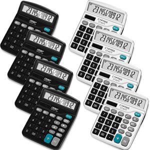 8 pack desk calculators with big buttons and large display dual power desktop calculators 12 digit solar power calculator for office, home, school