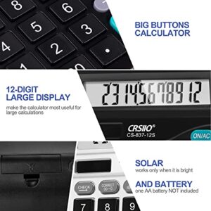 8 Pack Desk Calculators with Big Buttons and Large Display Dual Power Desktop Calculators 12 Digit Solar Power Calculator for Office, Home, School