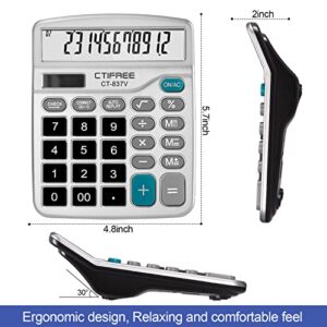 8 Pack Desk Calculators with Big Buttons and Large Display Dual Power Desktop Calculators 12 Digit Solar Power Calculator for Office, Home, School