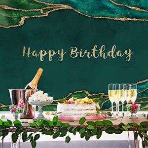 Rsuuinu Happy Birthday Backdrop Emerald Green and Gold Glitter Photography Background Birthday Party Banner for Women Man Cake Table Decor Favors Portrait Photo Studio Photobooth Props Supplies 7x5ft