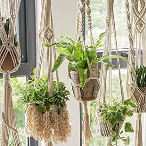 WXS-CHALL 5 Pack Macrame Plant Hangers Hanging Planter, Cotton Rope Hanging Plant Holders Decorative Flower Pots Indoor Outdoor Boho Home Decor (5 Size and 10 Hooks)