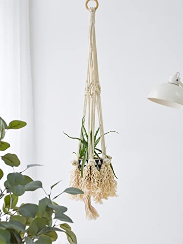 WXS-CHALL 5 Pack Macrame Plant Hangers Hanging Planter, Cotton Rope Hanging Plant Holders Decorative Flower Pots Indoor Outdoor Boho Home Decor (5 Size and 10 Hooks)