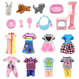 doll clothes and accessories for chelsea dolls, clothes dress pajamas random in 6, mini supplies, cat pet playset, girls granddaughter gifts
