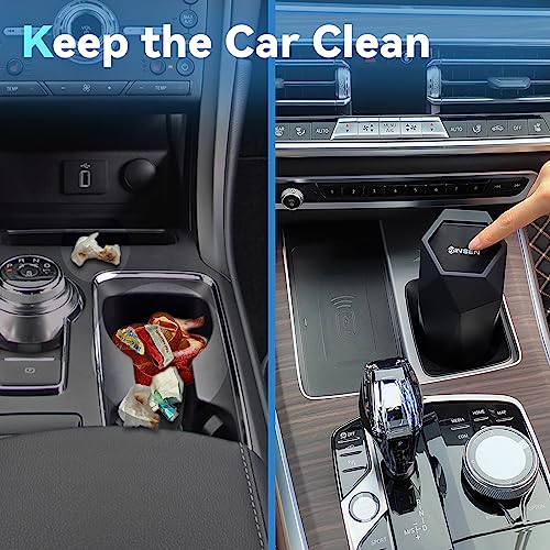 SINSEN Car Trash Can with Lid, Truck Garbage Bin and Interior Organizer Accessories Must Haves, Mini Diamond Trashcan for Road Trip, Leak-Proof, 2PCS