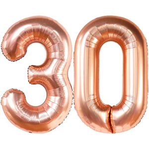 giant, rose gold 30 balloon numbers - 40 inch, 30th birthday decorations for women | 30th birthday balloons set | rose gold 30 balloons, talk 30 to me birthday decorations | 30th balloons for her
