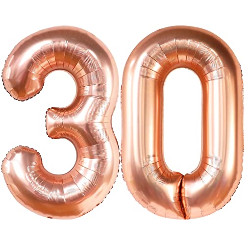 Giant, Rose Gold 30 Balloon Numbers - 40 Inch, 30th Birthday Decorations for Women | 30th Birthday Balloons Set | Rose Gold 30 Balloons, Talk 30 To Me Birthday Decorations | 30th Balloons for Her