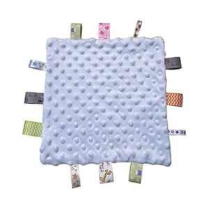 baby tags security blanket -baby soothing plush blanket with colorful tags,square sensory toys ,10 x 10 inches, for 3-12 months babies(blue)