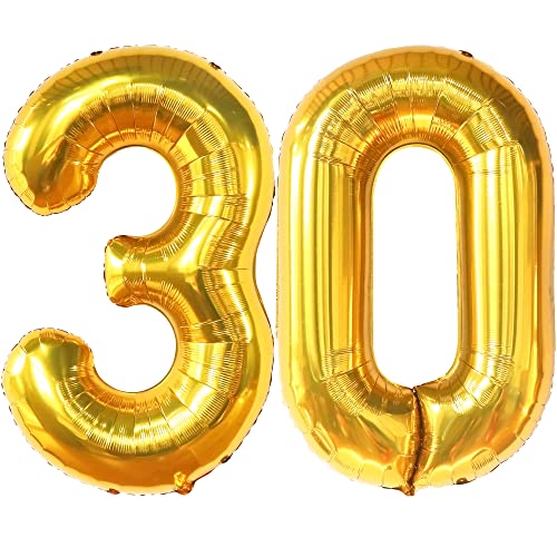 KatchOn, Big Gold 30 Balloon Numbers - 40 Inch, Helium Supported | 30th Birthday Decorations for Him | 30 Birthday Balloons, 30th Birthday Decorations for Women | Dirty 30 Birthday Decorations for Her