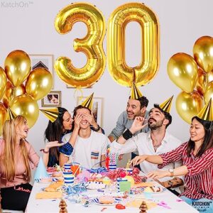 KatchOn, Big Gold 30 Balloon Numbers - 40 Inch, Helium Supported | 30th Birthday Decorations for Him | 30 Birthday Balloons, 30th Birthday Decorations for Women | Dirty 30 Birthday Decorations for Her