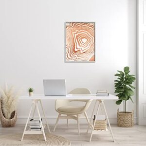 Stupell Industries Abstract Water Ripples Fluid Orange Line Grooves Grey Framed Wall Art, 24 x 30