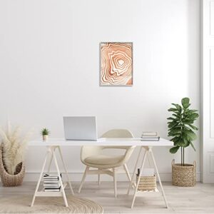 Stupell Industries Abstract Water Ripples Fluid Orange Line Grooves Grey Framed Wall Art, 16 x 20