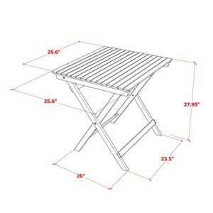 East West Furniture SEBS3CANA Selma 3 Piece Patio Bistro Outdoor Set Contains a Square Acacia Wood Coffee Table and 2 Folding Arm Chairs, 26x26 Inch, Natural Oil