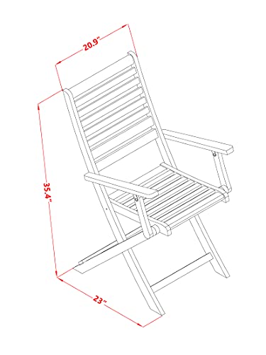 East West Furniture SEBS3CANA Selma 3 Piece Patio Bistro Outdoor Set Contains a Square Acacia Wood Coffee Table and 2 Folding Arm Chairs, 26x26 Inch, Natural Oil