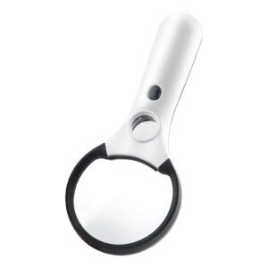 magnifying glass with light,3x & 45x high magnification,magnifier glass with 3 led & 1 uv light for reading,macular degeneration,jewelry,coins,inspection