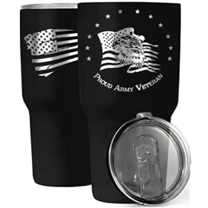 us army veteran 30oz patriotic tumbler - american flag tumbler travel mug - patriotic coffee travel mug - double insulated 30oz tumbler - engraved in the usa - (army veteran)