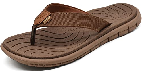 KuaiLu Women's Non-Slip Casual Flip Flop Comfort Sport Thong Sandals for Summer Beach Khaki