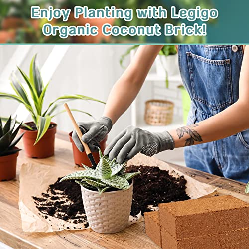 Legigo 4 Pack Premium Coco Coir Brick for Plants- 100% Organic Compressed Coconut Coir Bricks Starting Mix, Coco Coir Fiber Coconut Husk for Planting, Gardening, Potting Soil Substrate, Herbs