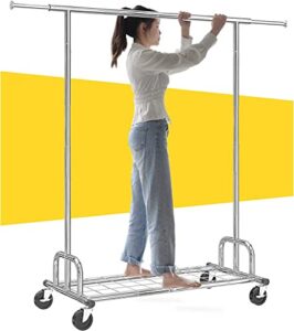 raybee clothes rack heavy duty loads 450lbs, rolling clothing rack with wheels commercial clothes racks for hanging clothes rack with wheels portable garment rack