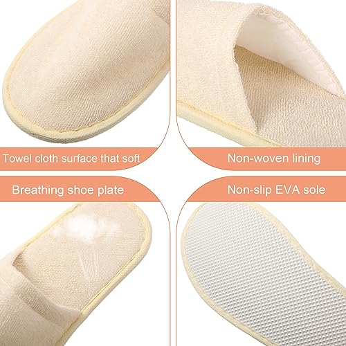 24 Pairs Non Slip Disposable Slippers, Closed Toe for Family Spa Guests Hotels Home Party, Housewarming (White, Light Gray, Black, Khaki)